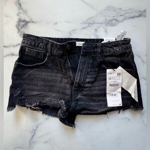 Zara Black Denim Jean Shorts Hot Pant, Size 6, NEW WITH TAGS